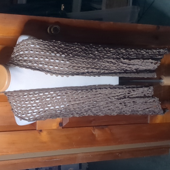 J. JANET* fun funky asymmetrical 'hole-y' vest in a neutral taupe colour - Picture 1 of 10